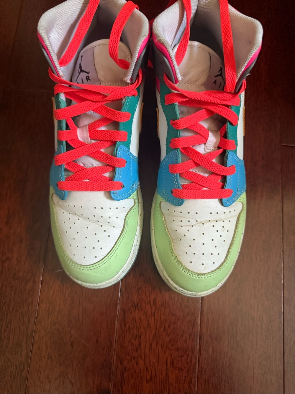 Nike Kids Multicolor High-Top Sneakers with Pink Laces